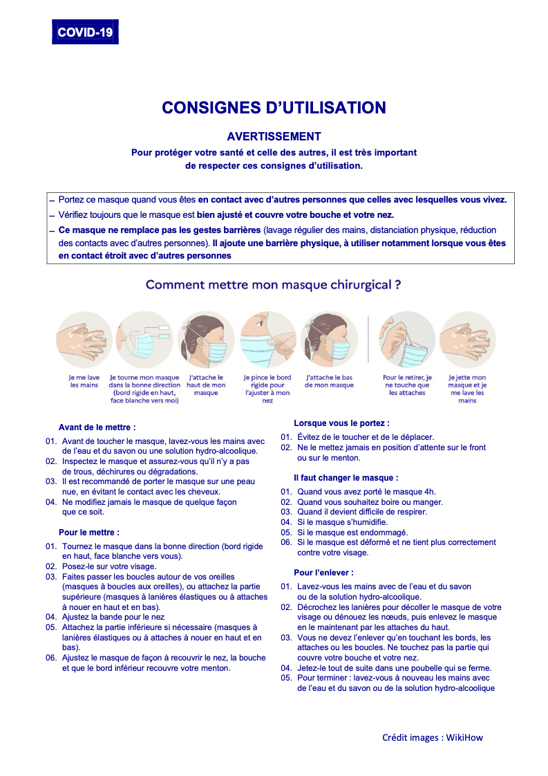 Entretien des masques covid